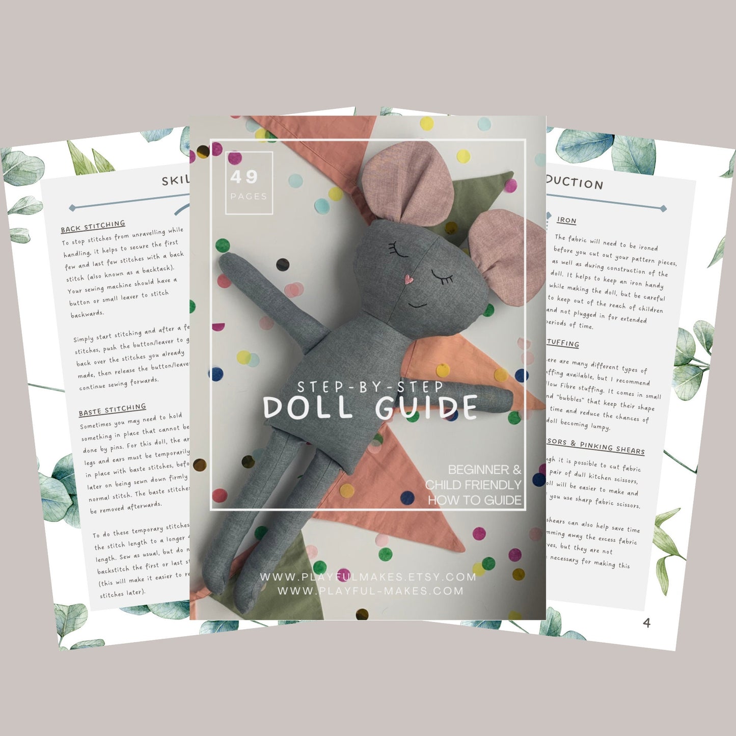 Mouse Doll & Dungarees Sewing Pattern Bundle (PDF)