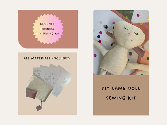 DIY Nähset Lamm-Stoffpuppe – Stoffe & Anleitung inklusive (PDF)